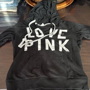 PINK Victoria's Secret Black Hoodie with White Print